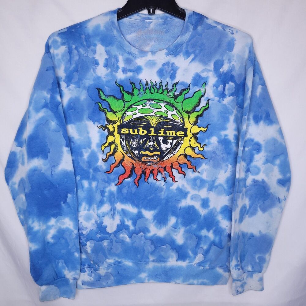 Sublime Sweatshirt Mens Medium Fleece Tie Dye Blue, White 40 Oz To Freedom Sun